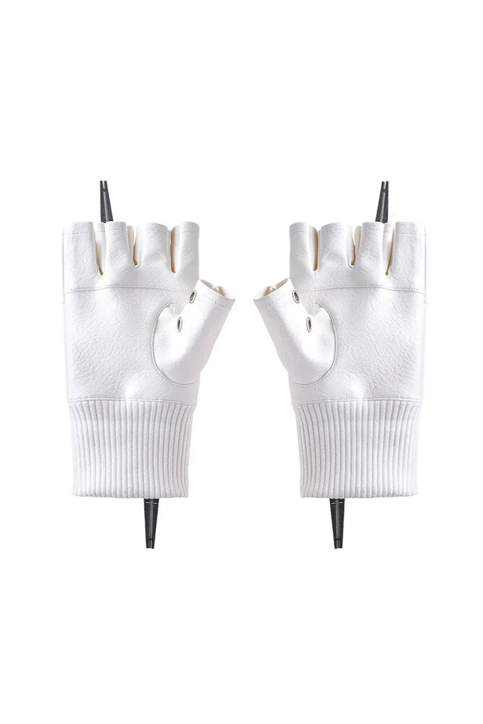 White Double Zipper Layered Gloves