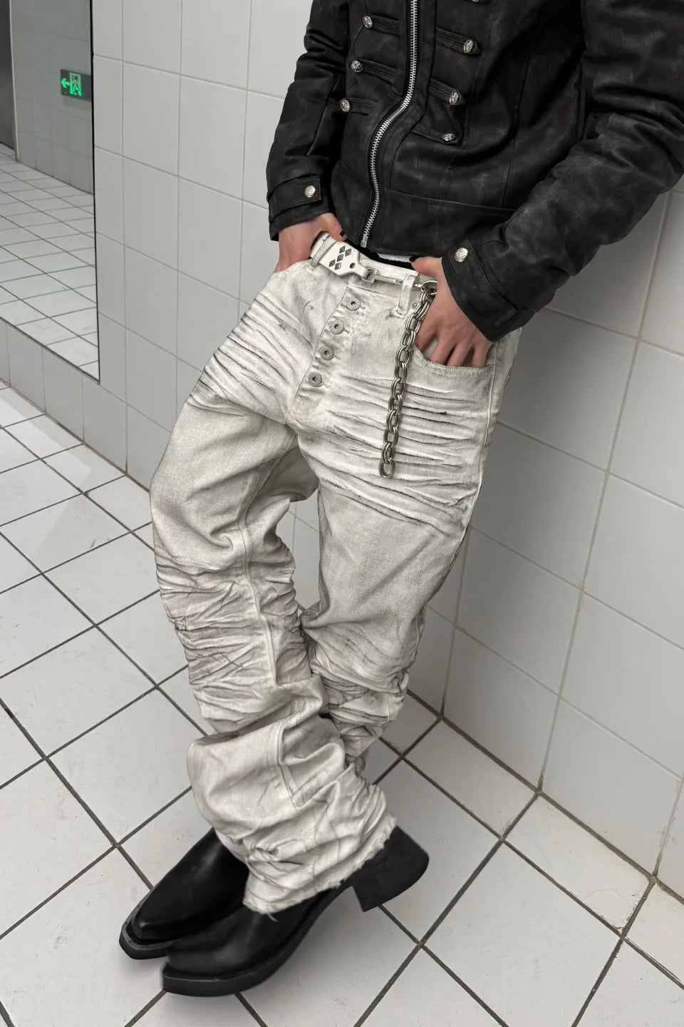 White Tiger Waxed Curve Jeans