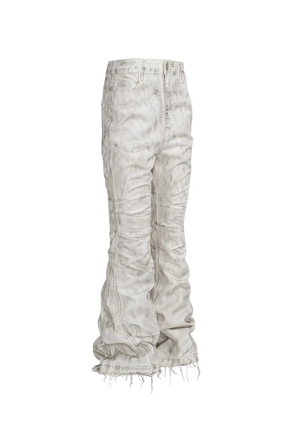 White Distressed Flare Denim Pants