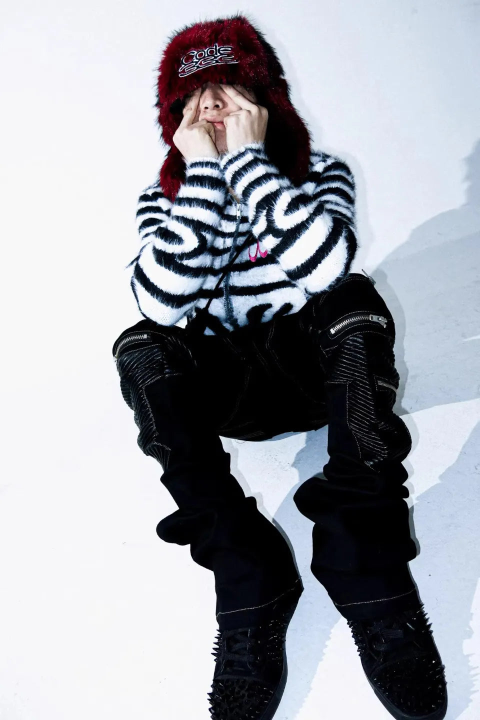 Zebra Print Faux Fur Hoodie