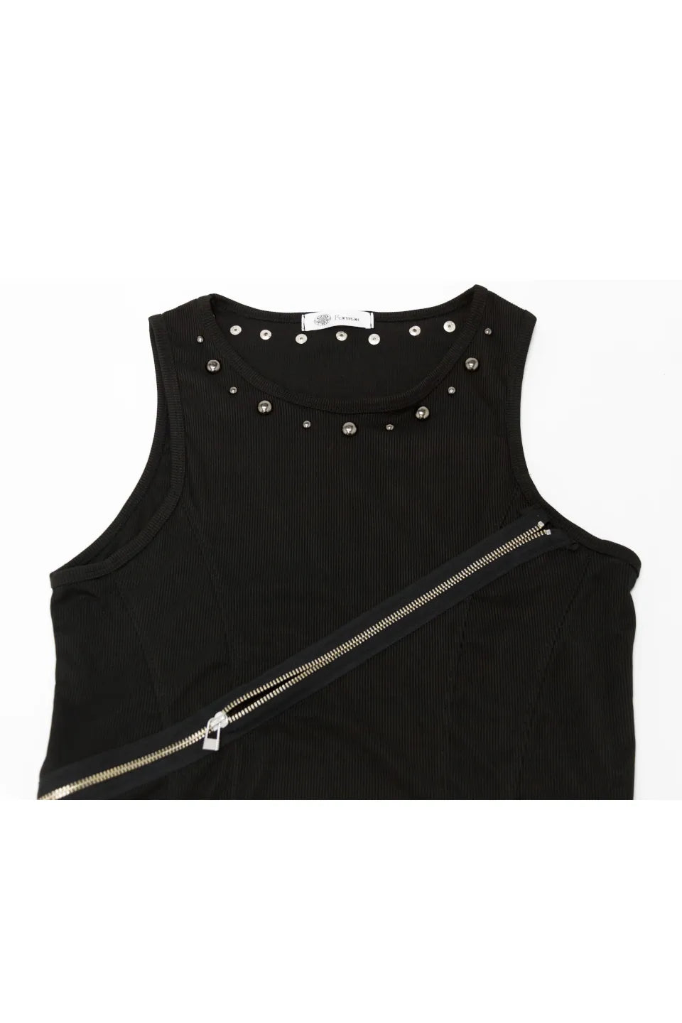Zip Detail Studs Tank Top