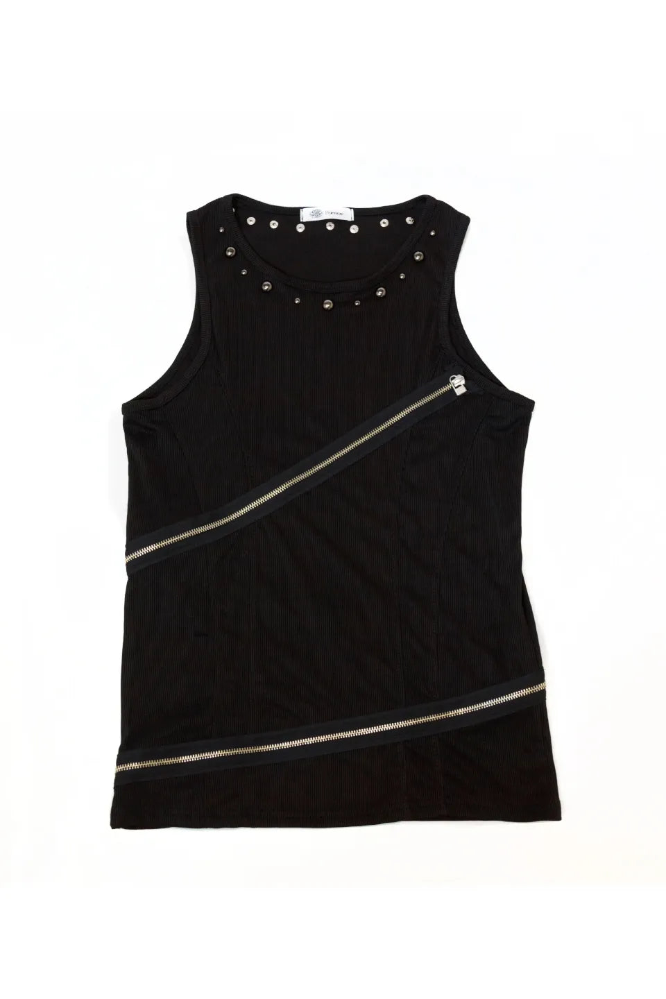 Zip Detail Studs Tank Top