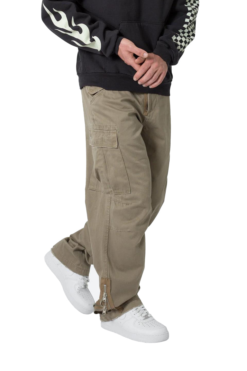 Zipper Denim Cargo Pants