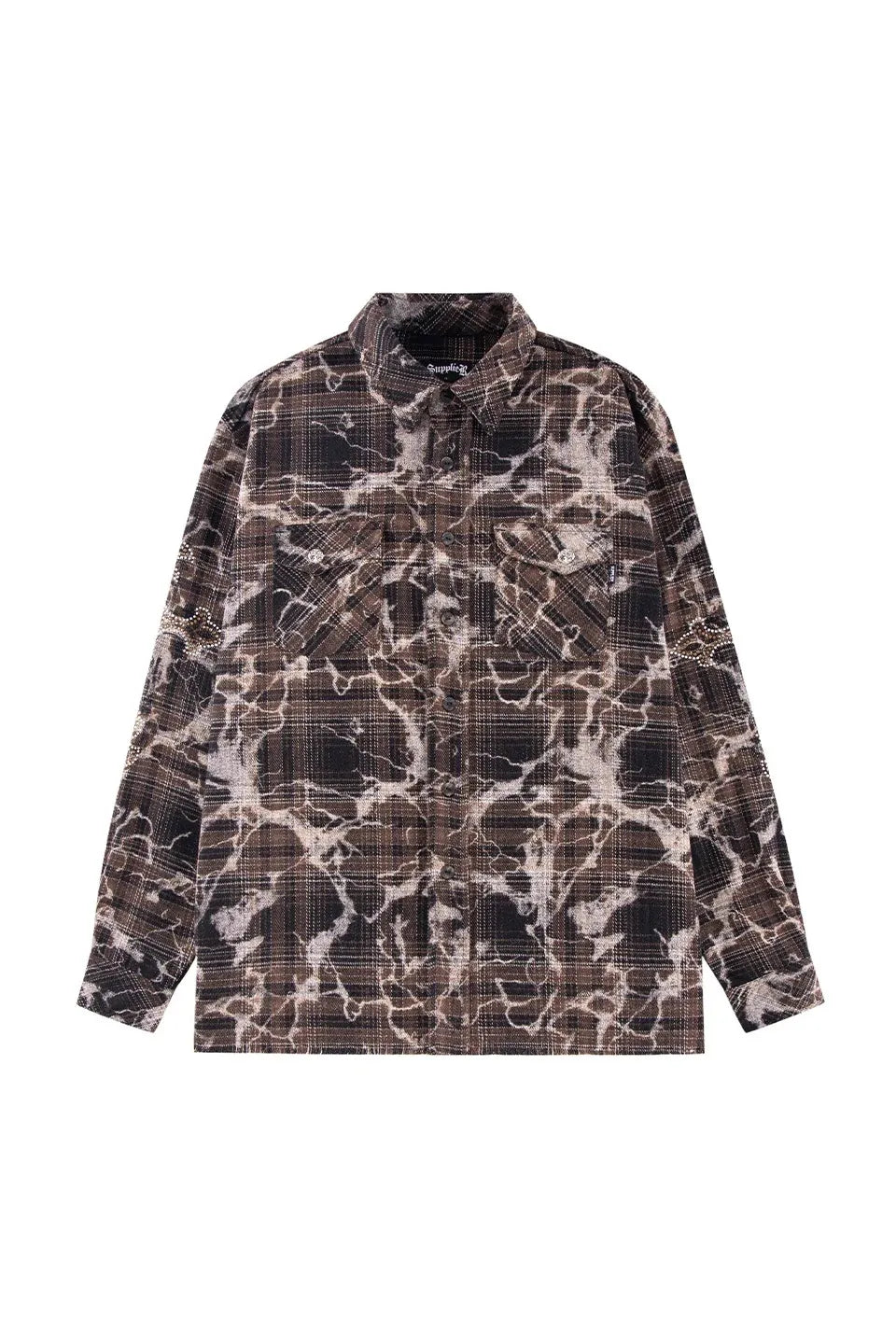 Cross Rhinestone Check Shirts