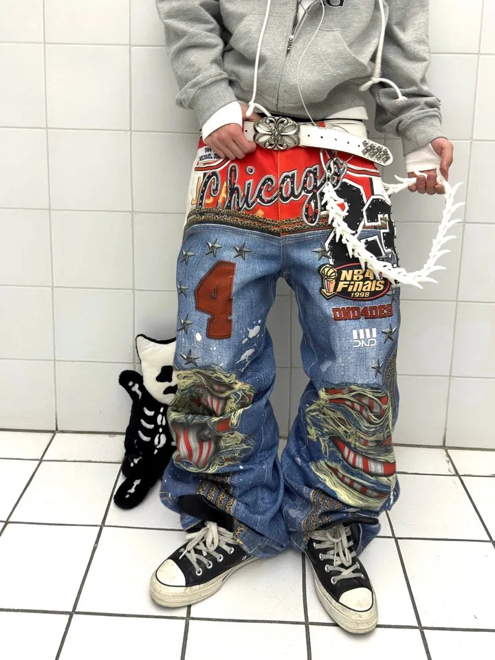 DND4DES | Bull Leopard Print Ripped Pants レオパード ダメージパンツ