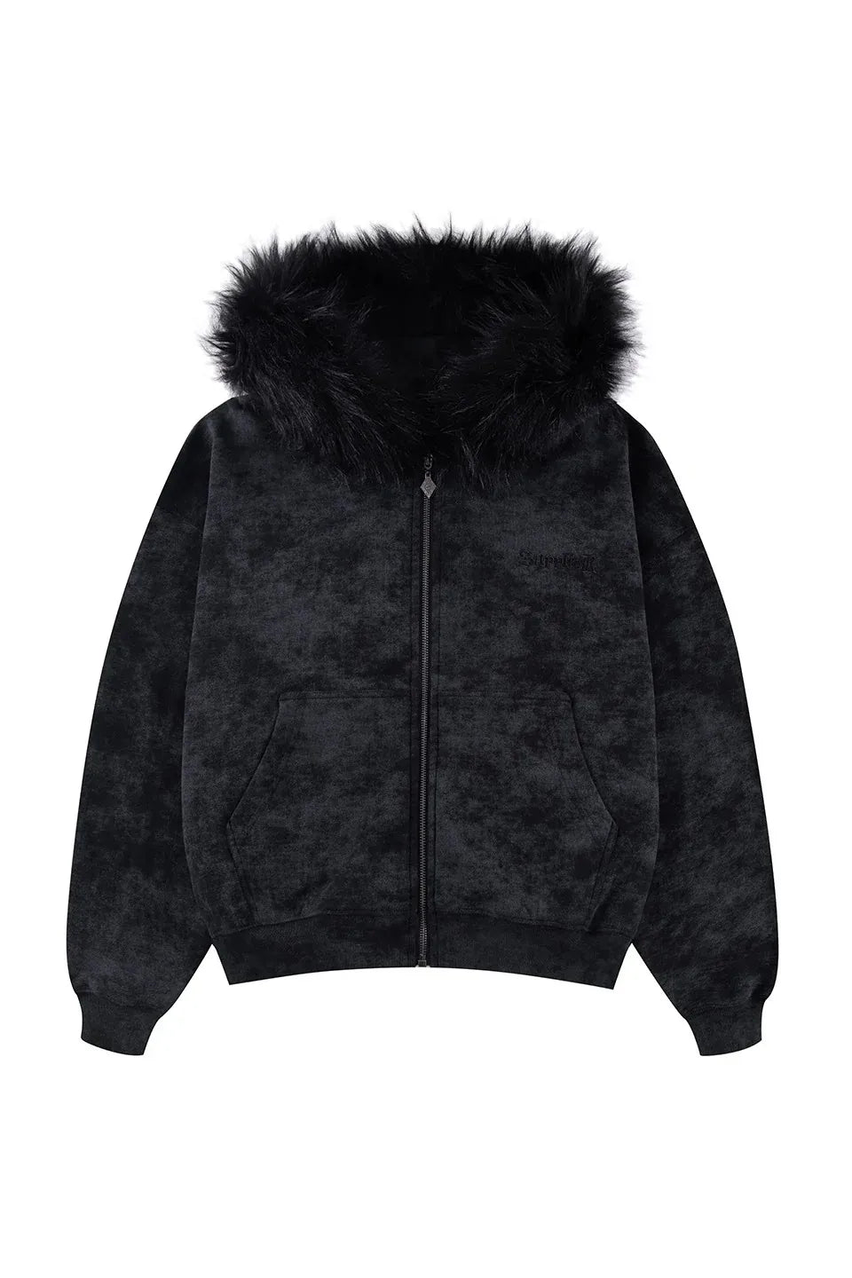 Faux Fur Cross Zip Hoodie