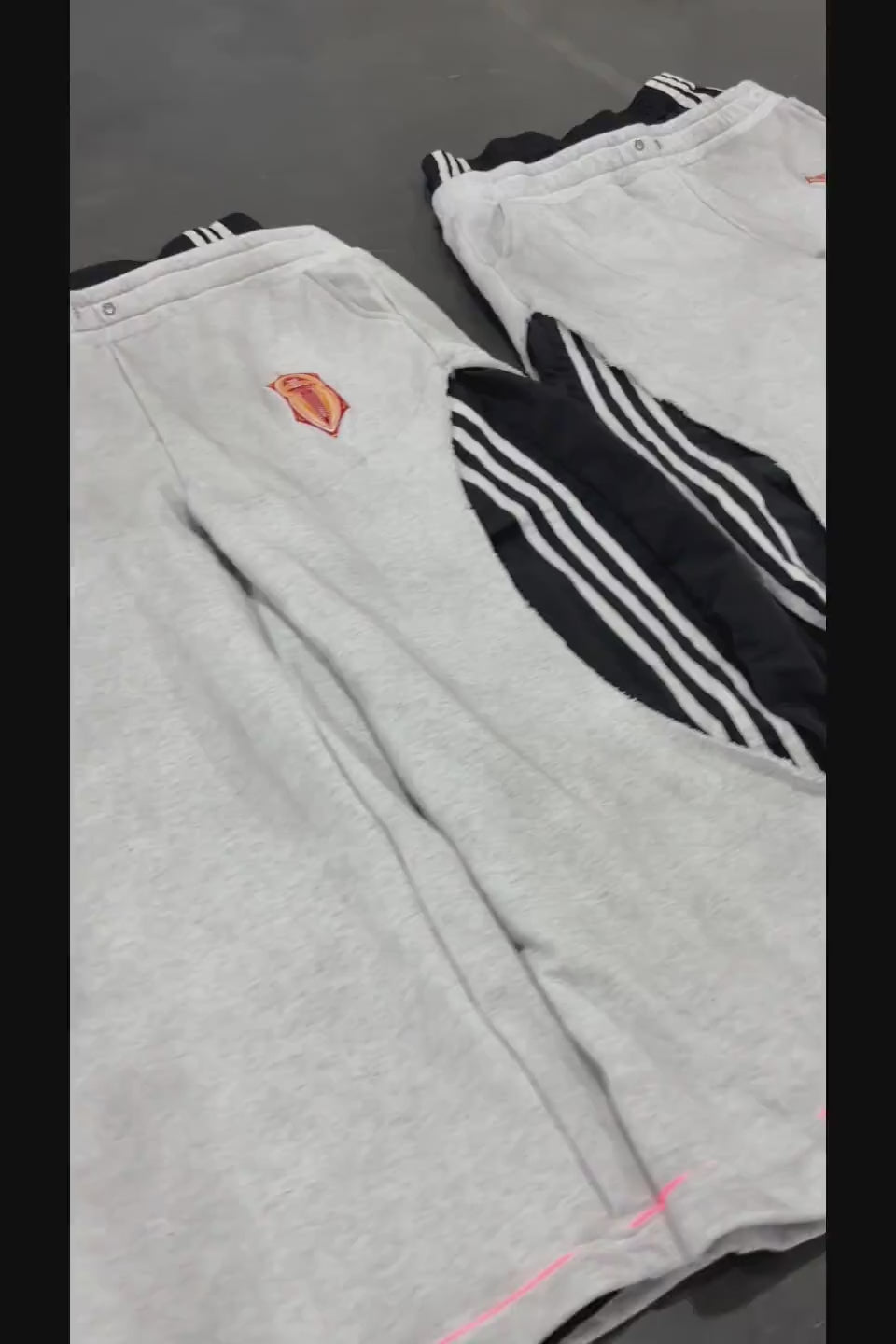 FOURTH3EX | Layered Waist Striped Wide Sweat Pants レイヤードパンツ