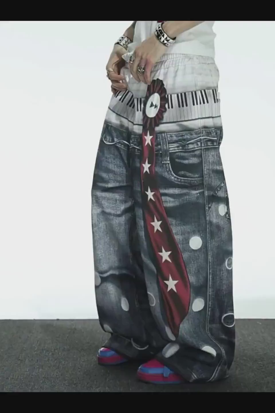 DND4DES | Tie Polka Dot All Over Print Sweatpants プリント