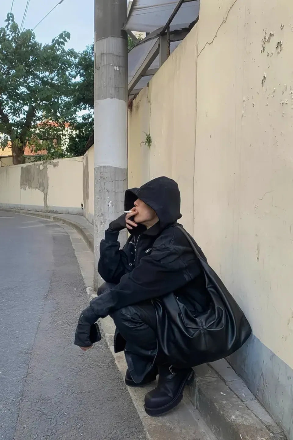 x FFF Dark Avant Garde Design Brushed Wax Zip Up Hoodie