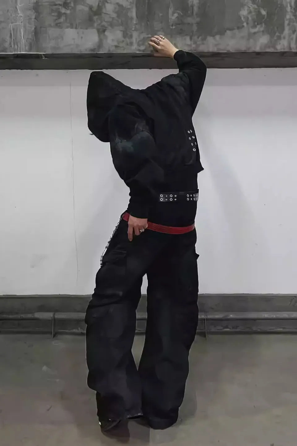 x FFF Dark Avant Garde Design Brushed Wax Zip Up Hoodie