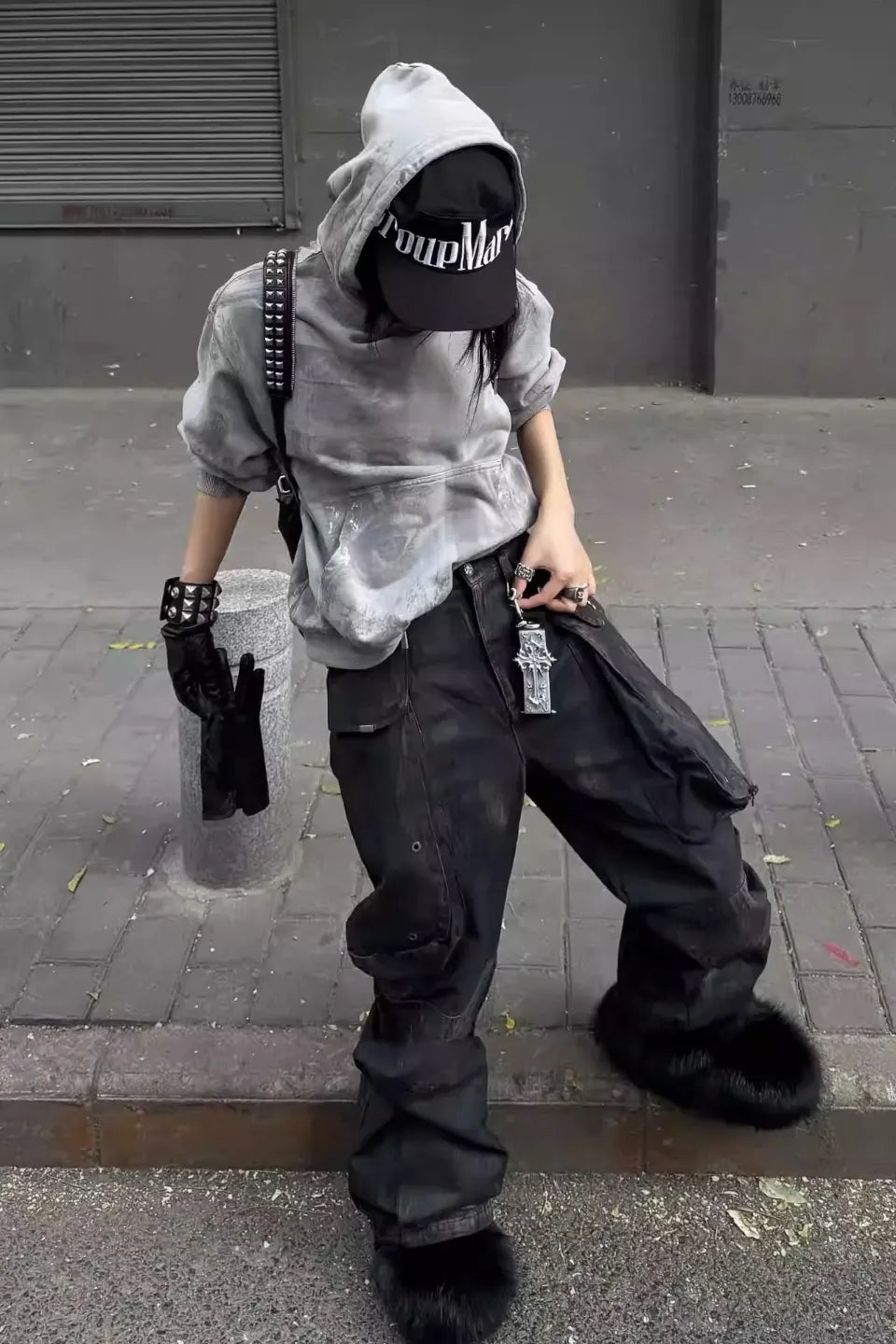 x FFF Soul's Eye Washed Distressed Spray Paint Over Dye Hoodie