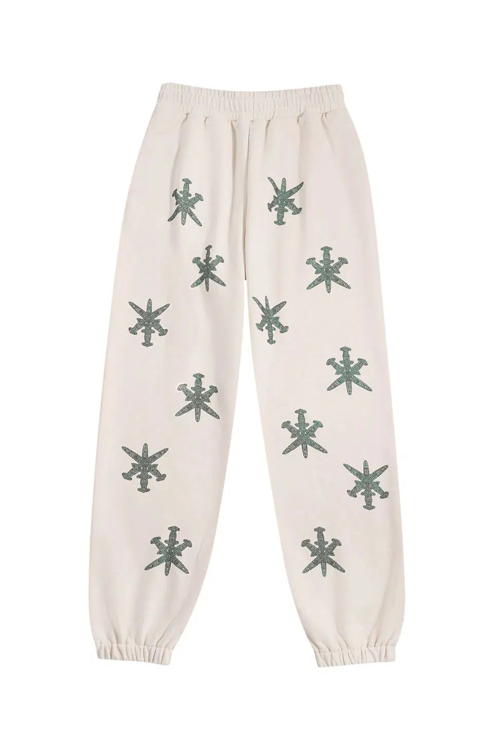 Unknown London | Cream and Green Rhinestone Joggers ジョガーパンツ