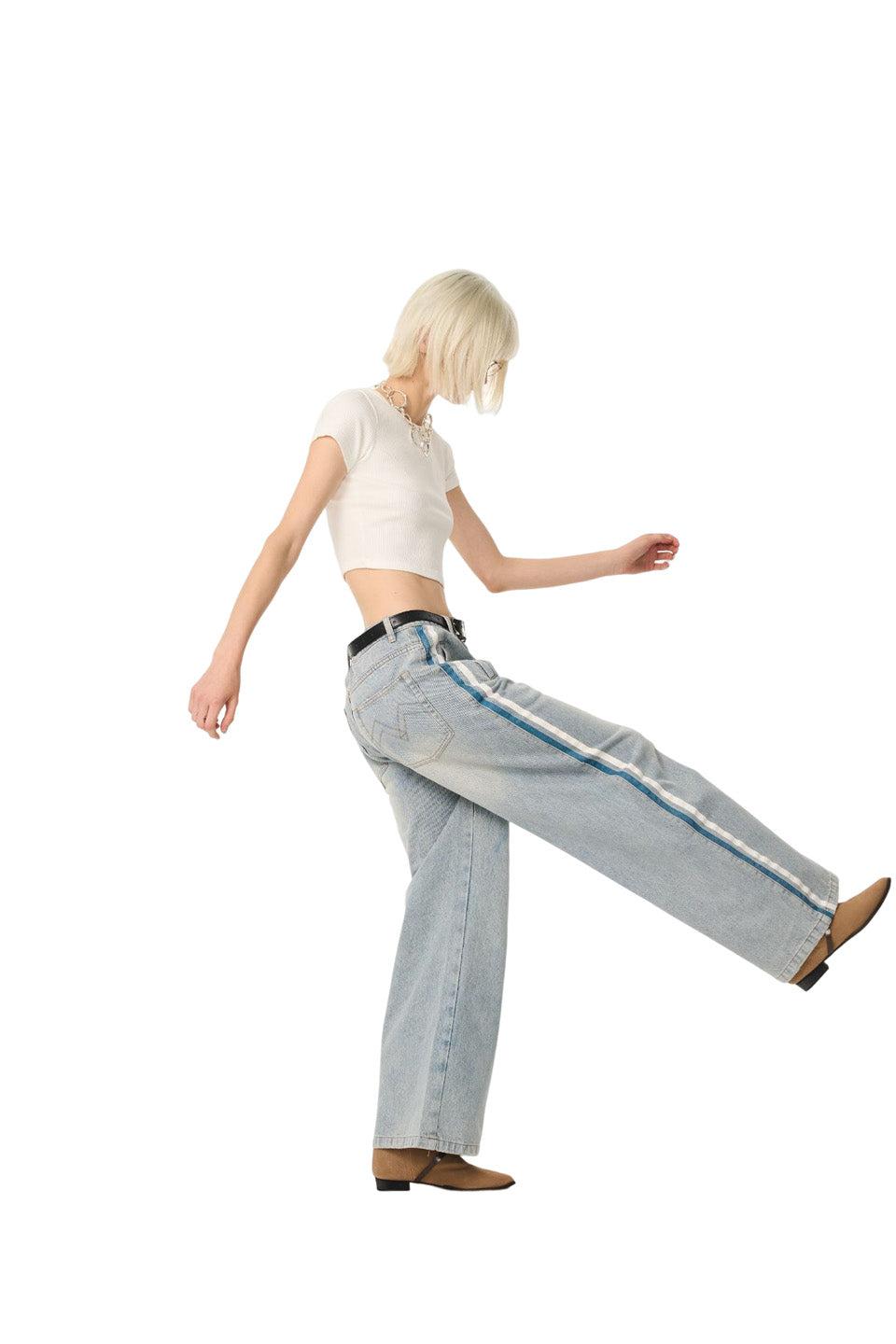 M Side Woven Belt Jeans